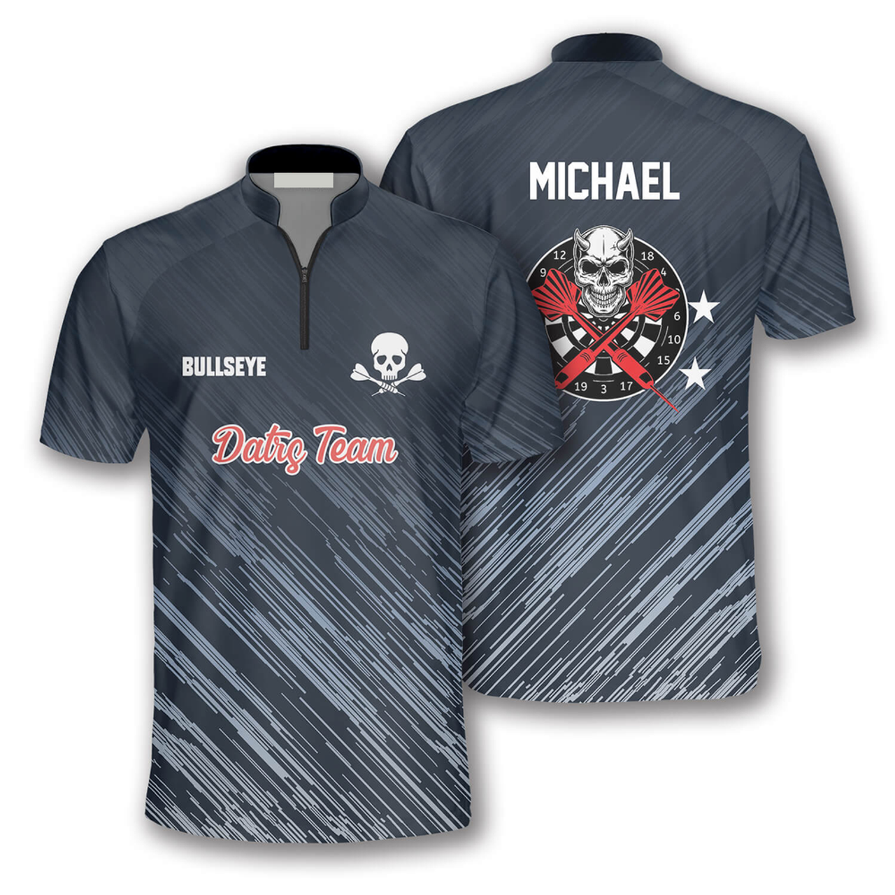 Custom BullEye Silver Meteors Custom Darts Jerseys for Men, Idea Gift for Dart Lovers