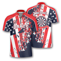 Custom Darts Skull Red Blue Water Color Custom Darts Jerseys for Men, Idea Gift for Dart Player