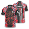 Custom Punisher Skull Red Camouflage Custom Darts Jerseys for Men, Idea Gift for Dart Player
