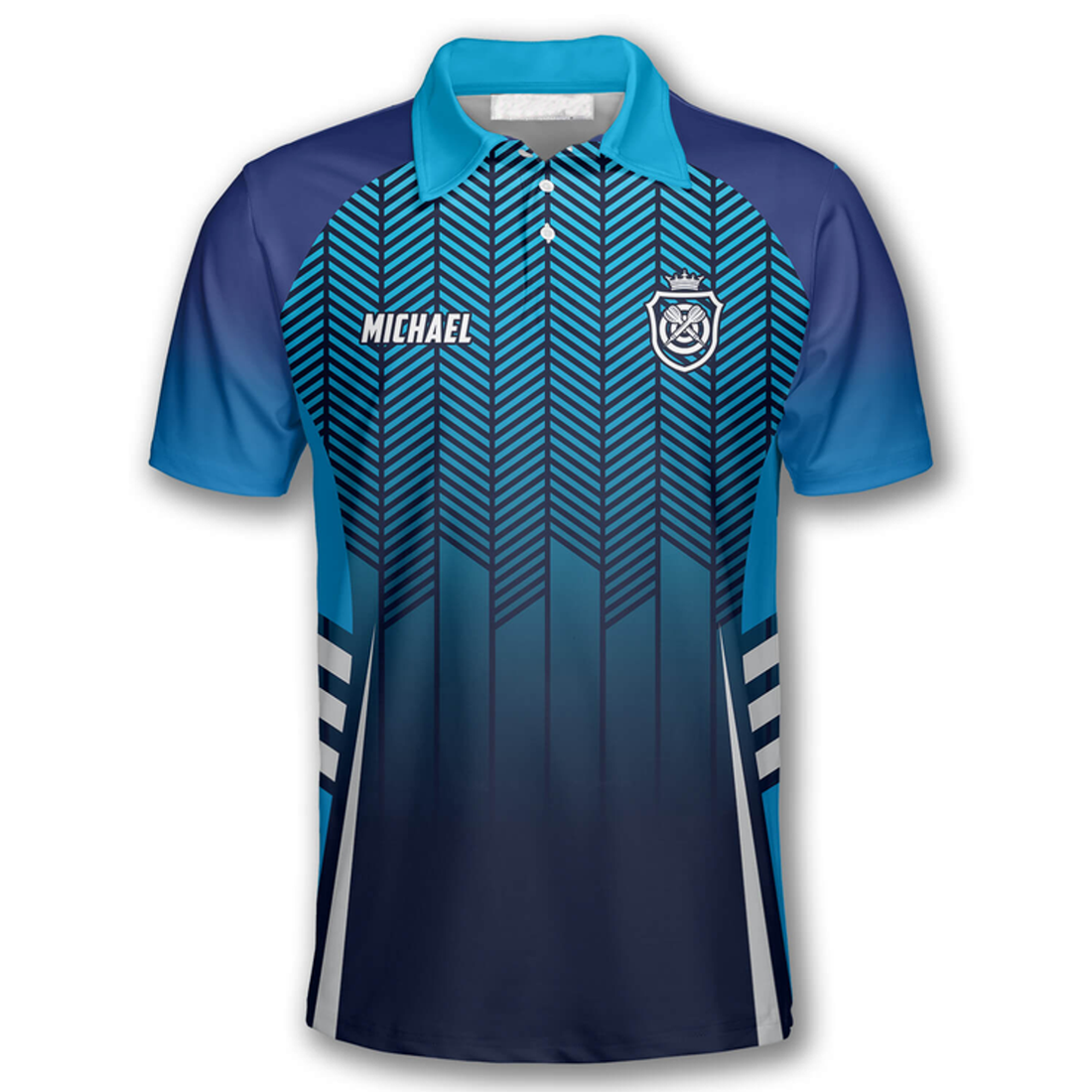 Custom 3D All Over Print Blue Gradient Sports Style Custom Dart Polo Shirts for Men