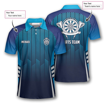 Custom 3D All Over Print Blue Gradient Sports Style Custom Dart Polo Shirts for Men