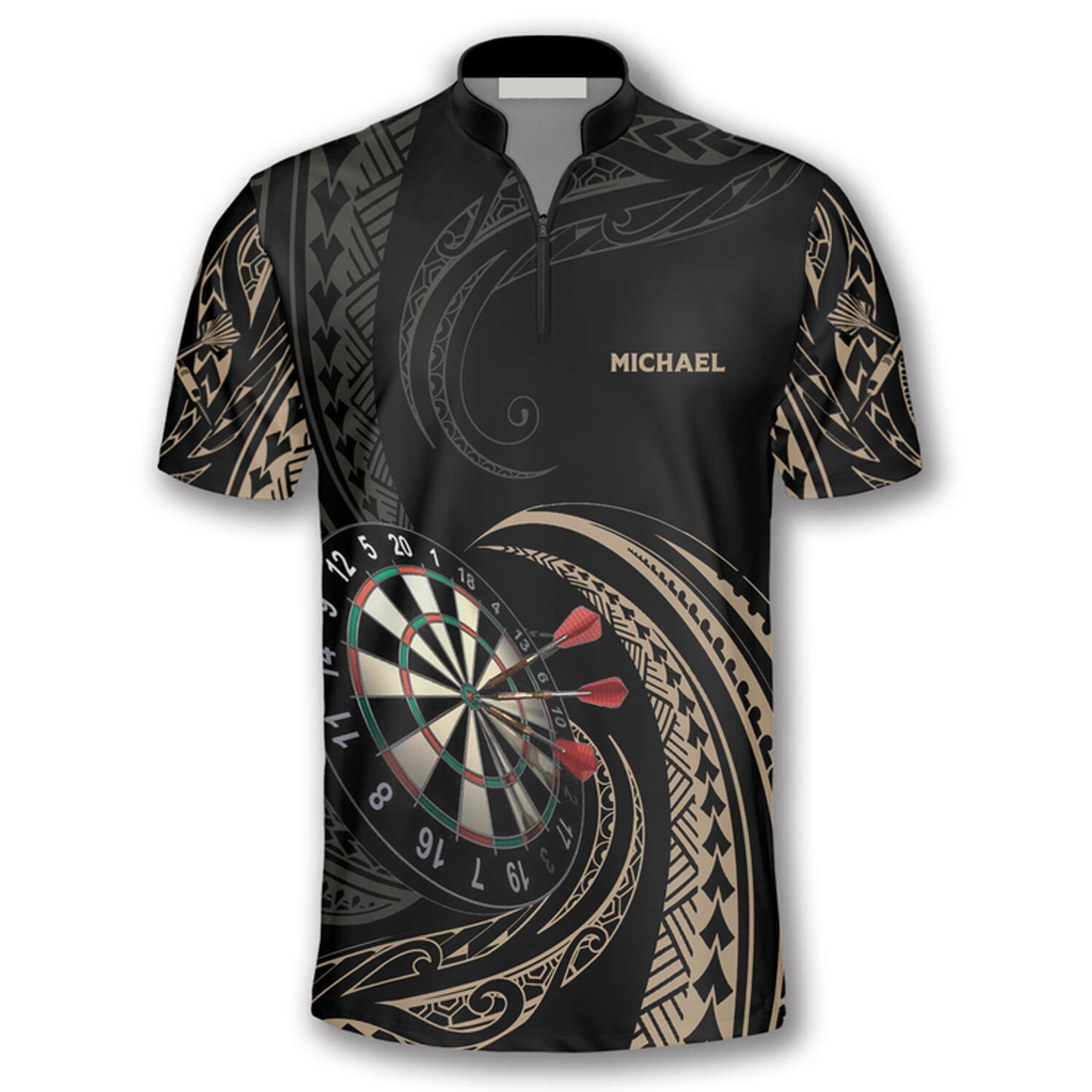 Custom Tangle Tribal Pattern Custom Darts Jerseys For Men, Personalized Name Team Dart Shirt