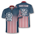 Custom Gradient USA Flag Custom Darts Jerseys for Men, Uniform Zipper Polo Shirt for Dart Team
