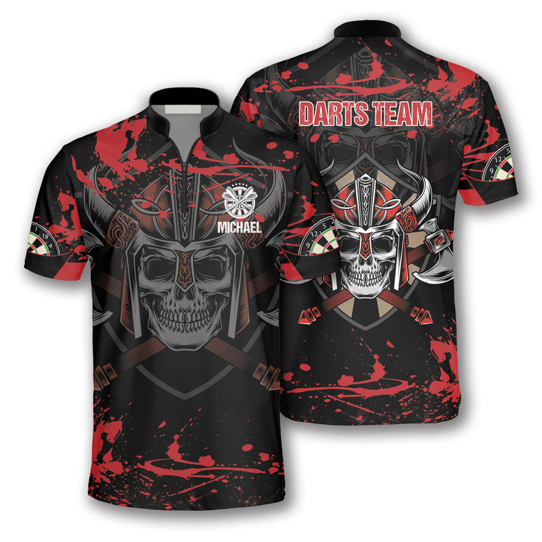 Custom Dart Warrior Red Black Custom Darts Jerseys for Men, Uniform Shirt for Dart Team, Dart Player