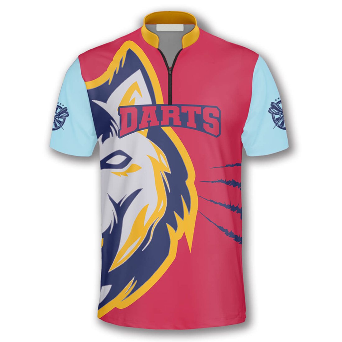 Custom Zipper Polo Shirt Darts Wolf Custom Darts Jerseys for Men, Dart Color Shirt, Wolf Shirt