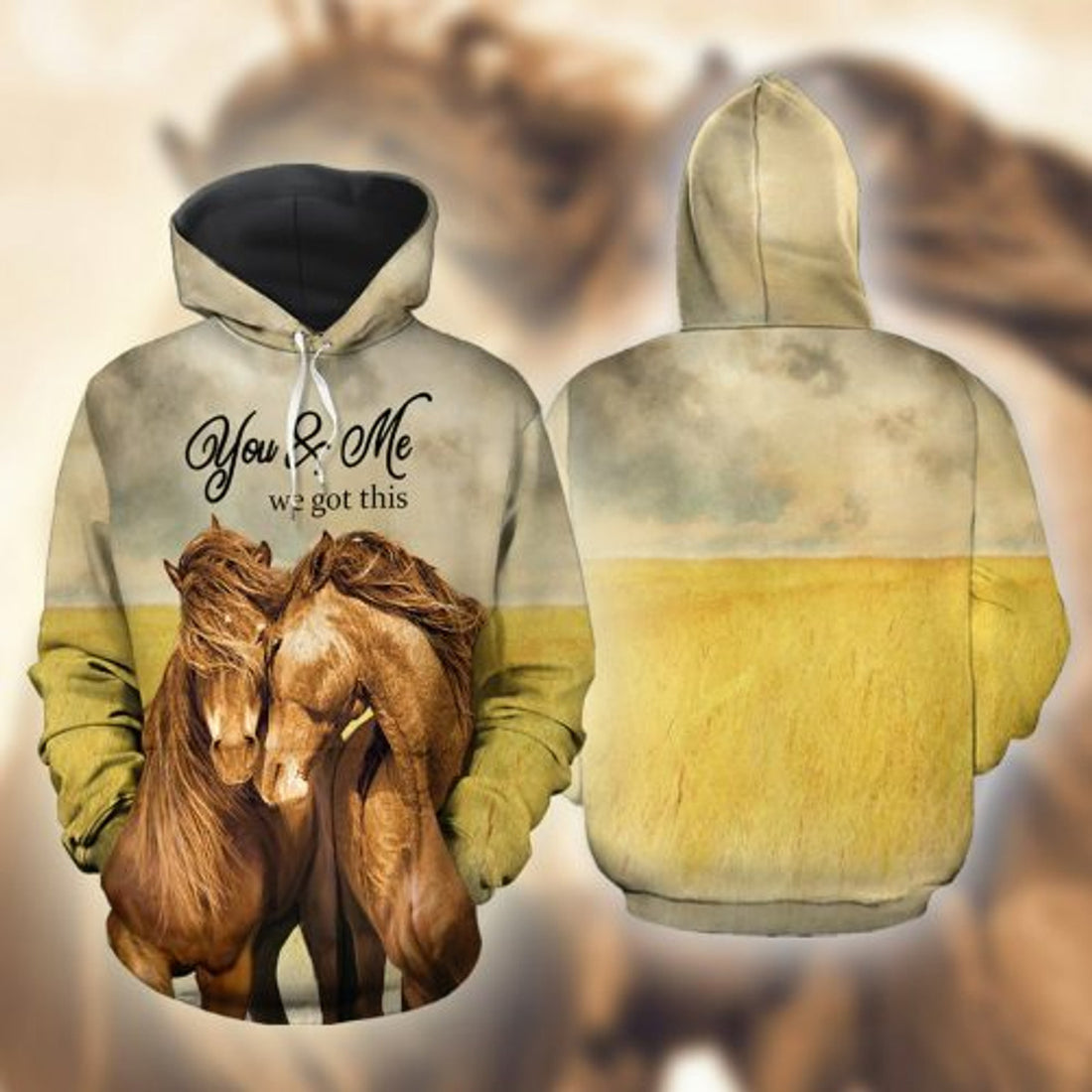 FUNSTUFFPRINT Horse 3D All Over Hoodie You & Me We Got This 3D Hoodie and Zip Hoodie