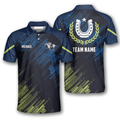 Custom Horse Racing Green Blue Sports Style Custom Equestrian Shirts For Men