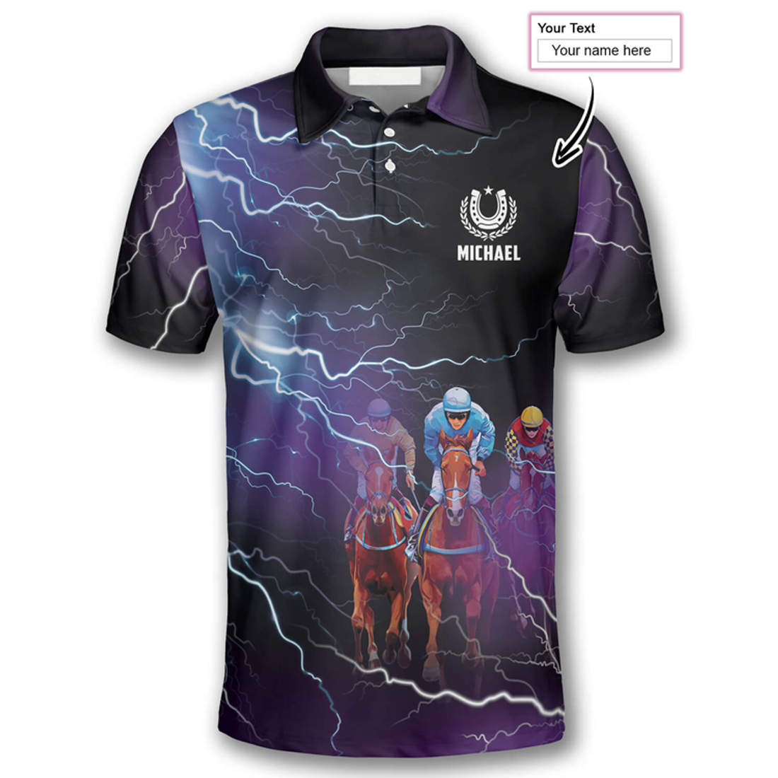 Custom Horse Racing Thunder Lightning Custom Equestrian Shirts For Men