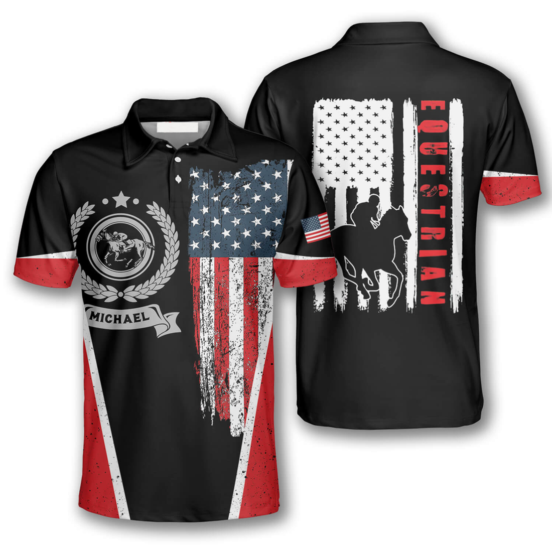 Custom Horse Racing Vintage Flag Emblem Custom Equestrian Shirts For Men