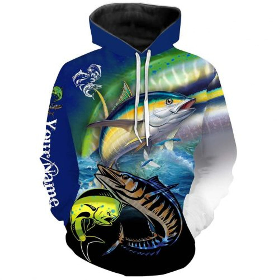 FUNSTUFFPRINT Personalized Fishing 3D All Over Hoodie Mahi-mahi Wahoo Tuna 3D Hoodie and Zip Hoodie