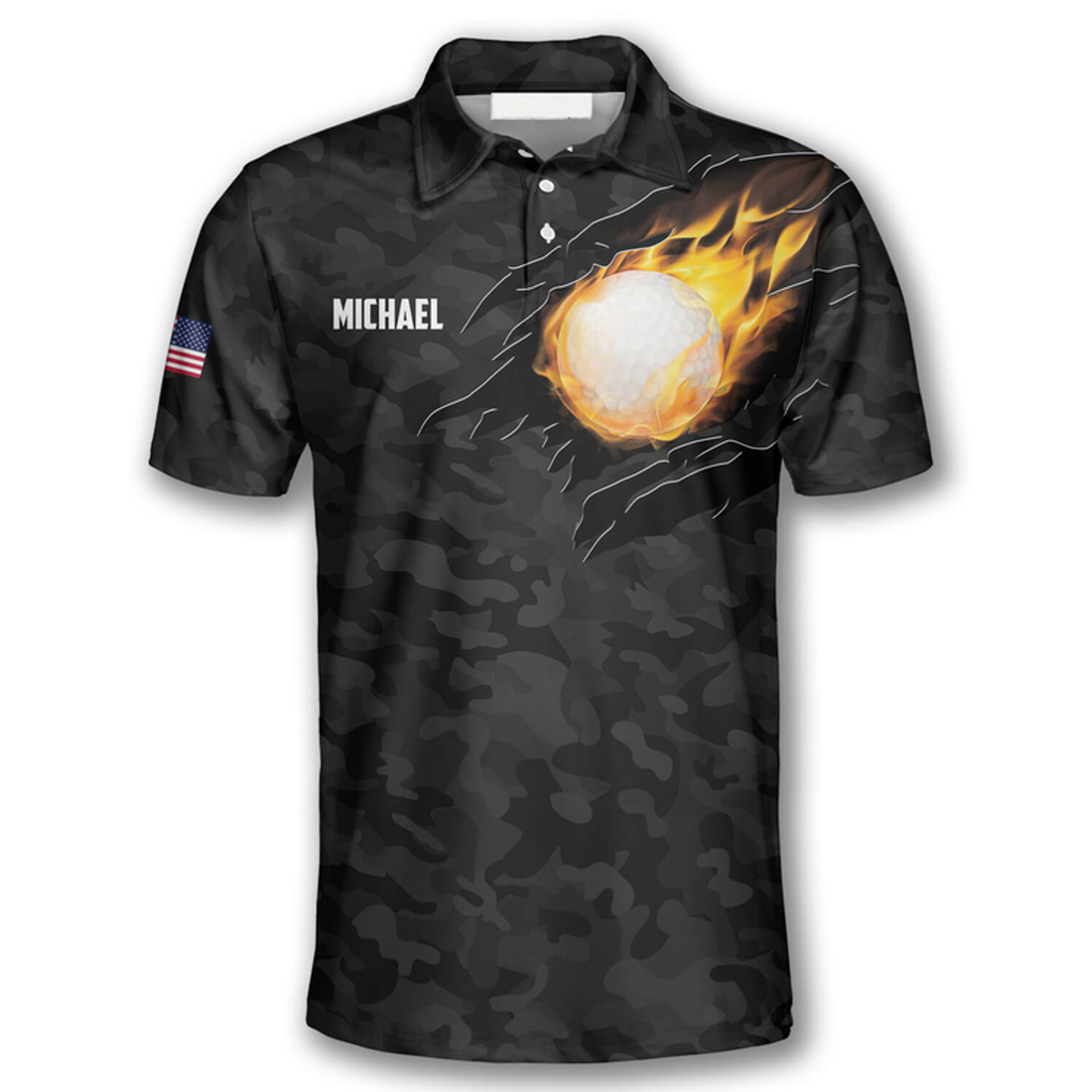 Custom Black Camouflage Custom Golf Polo Shirts for Men