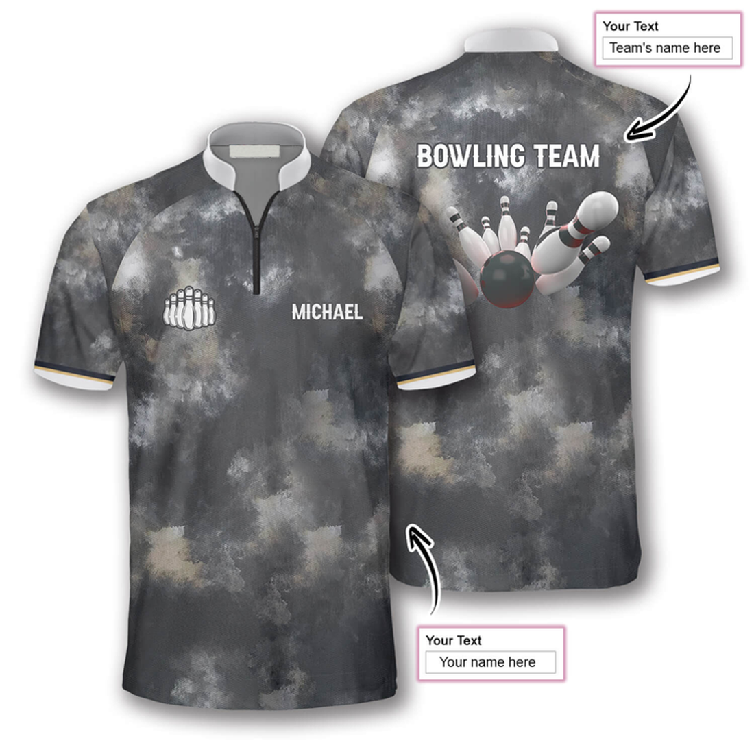 Custom Grey Tie Dye Custom Bowling Jerseys for Men, Idea Gift for Bowler, Bowling Tie Dye Shirt