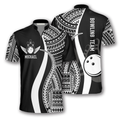 Custom Zipper Polo Shirt Hawaian Pattern Custom Bowling Jerseys for Men, Perfect Gift for Bowling Lover