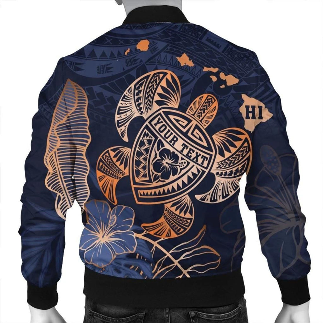 FUNSTUFFPRINT Personalized - Hawaii Polynesian Aloha Po Turtle Hibiscus Tropical 3D Bomber Jacket