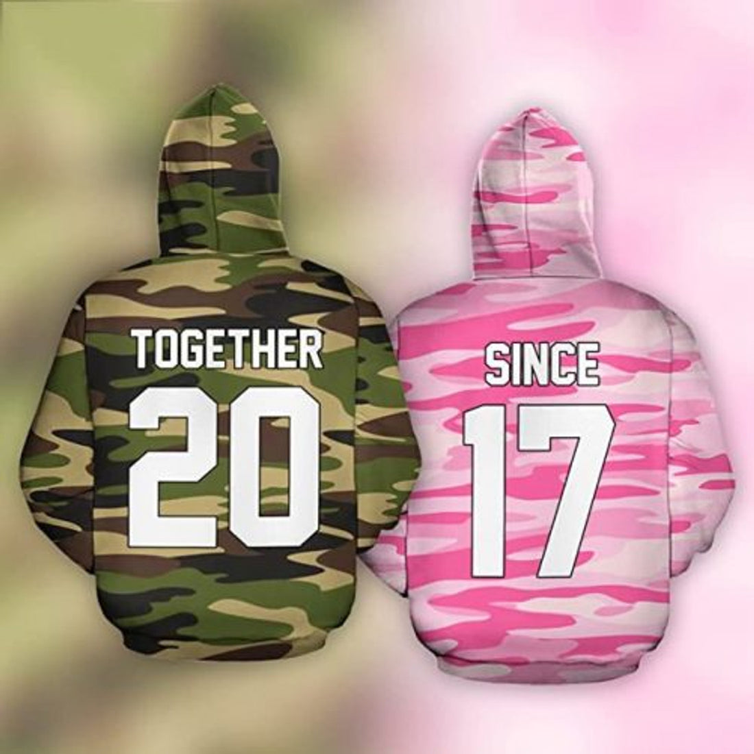 FUNSTUFFPRINT Personalized Deer Couple 3D All Over Hoodie His Doe Her Buck Camo 3D Hoodie and Zip Hoodie