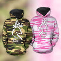 FUNSTUFFPRINT Personalized Deer Couple 3D All Over Hoodie His Doe Her Buck Camo 3D Hoodie and Zip Hoodie