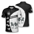 Custom Horse Racing Silhouettes Black White Custom Equestrian Shirts For Men