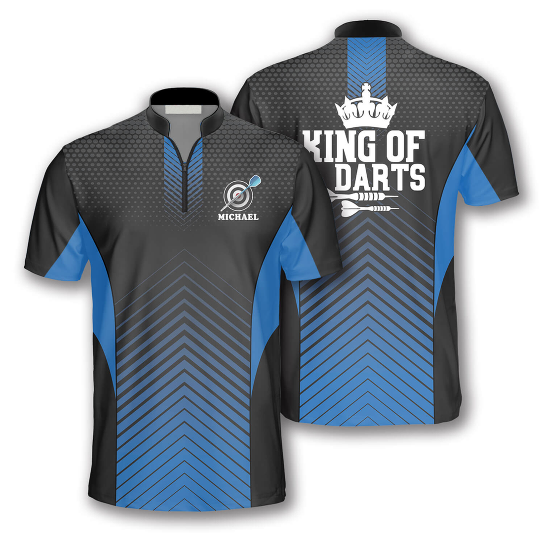 Custom King of Darts Blue Custom Darts Jerseys for Men, Black and Blue Jersey Dart