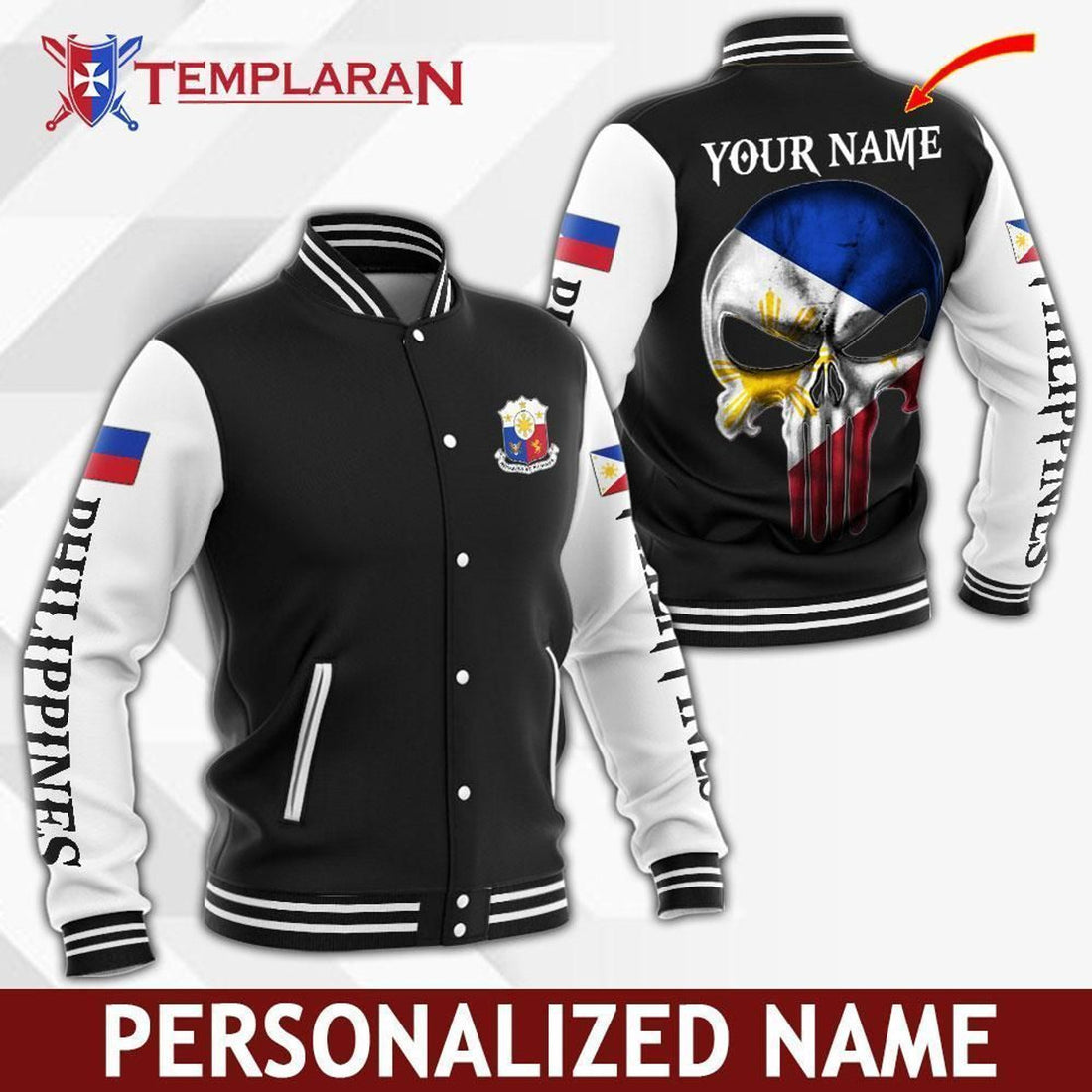 FUNSTUFFPRINT Personalized Name Philippines Jacket Unisex 3D Bomber Jacket