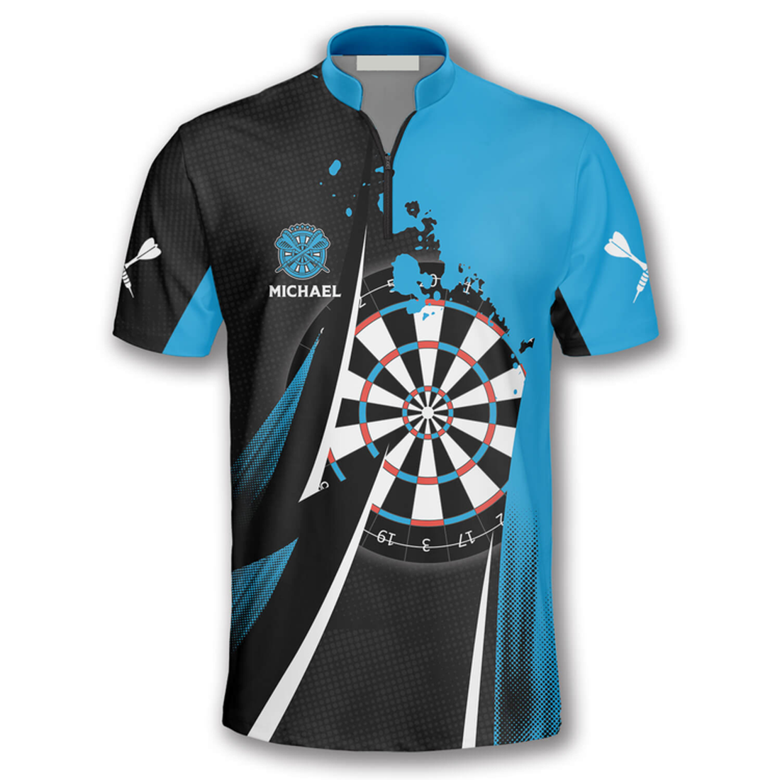 Custom Oopps I Darted Custom Darts Jerseys for Men, Personalized Name Dart Jersey Zipper Polo Shirt