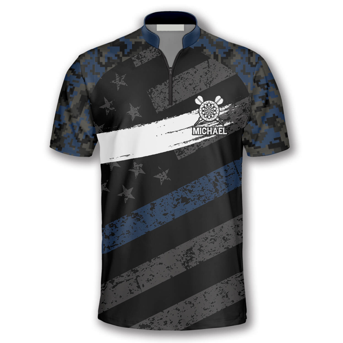 Custom Personalized Passionate Blue Camo Custom Darts Jerseys for Men