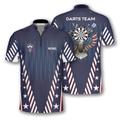 Custom Patriots Athlete Us Flag Custom Darts Jerseys for Men, Flag Zipper Polo Shirt, Dart Team Shirt