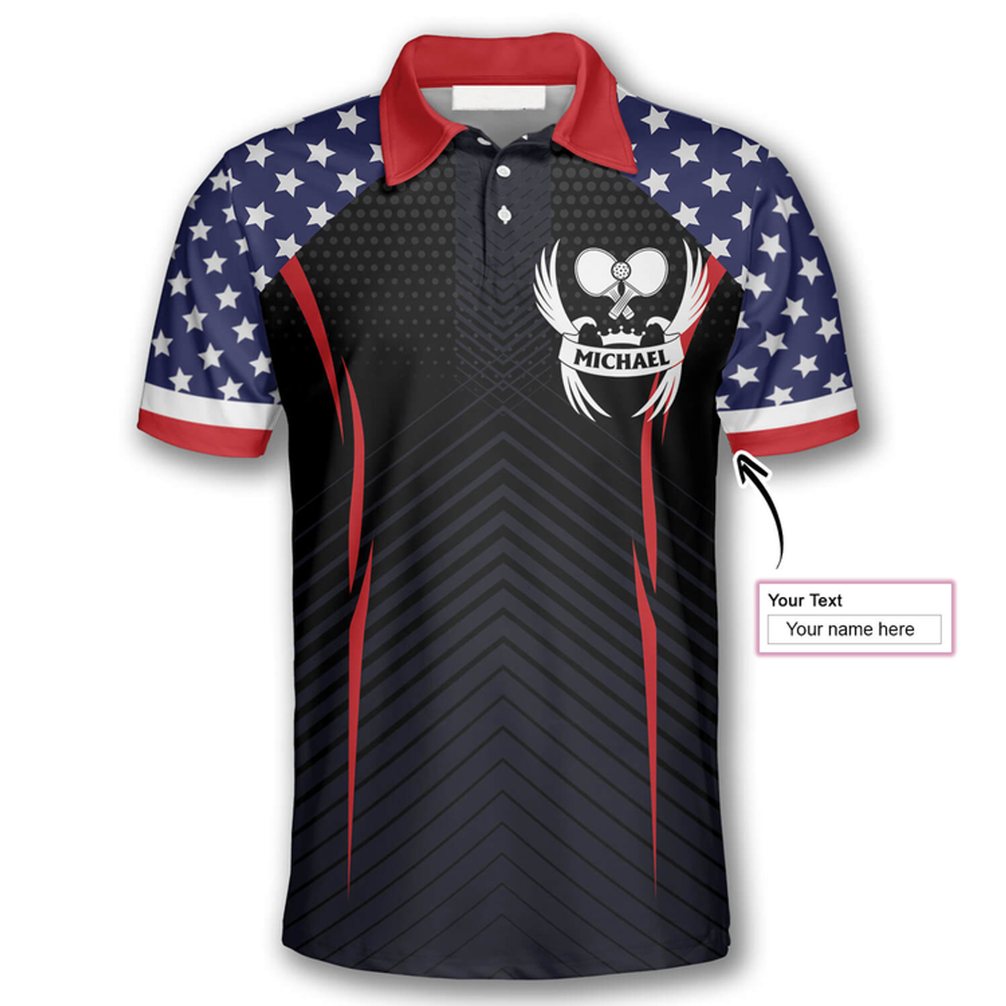 Custom Pickleball Eagle Emblem American Flag Custom Pickleball Shirts For Men