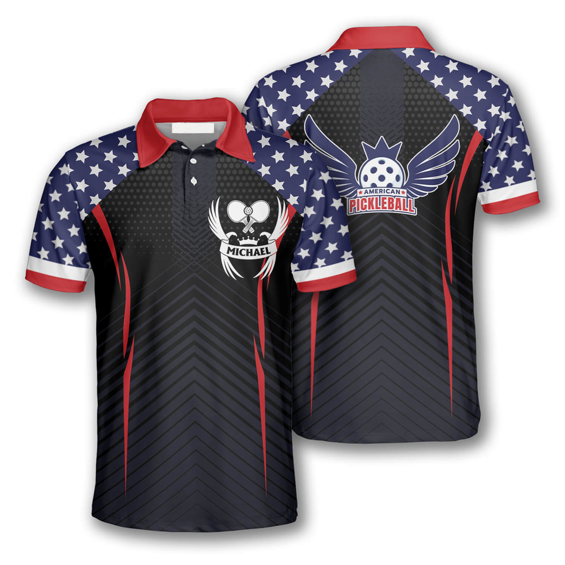 Custom Pickleball Eagle Emblem American Flag Custom Pickleball Shirts For Men