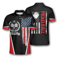 Custom Pickleball Emblem American Flag Custom Pickleball Shirts For Men