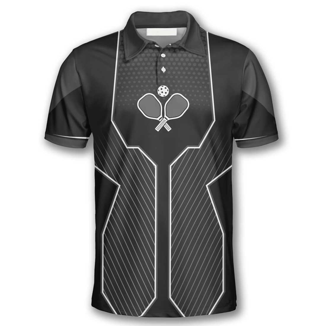 Custom Pickleball Emblem Black Sport Version Custom Pickleball Shirts For Men