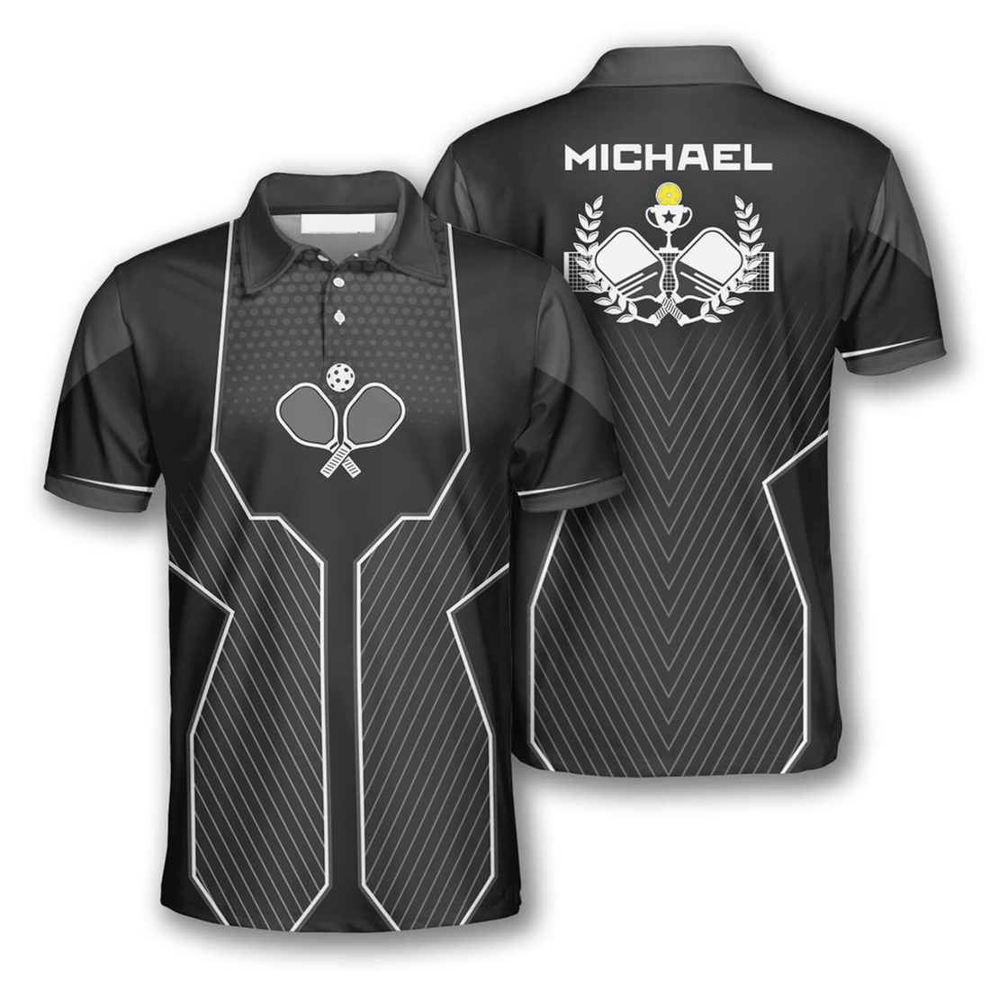 Custom Pickleball Emblem Black Sport Version Custom Pickleball Shirts For Men