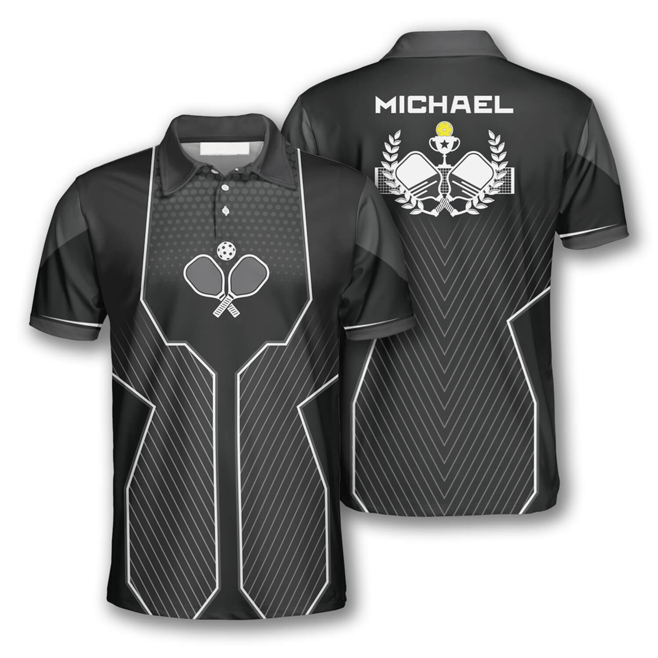 Custom Pickleball Emblem Black Sport Version Custom Pickleball Shirts For Men