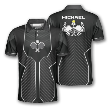 Custom Pickleball Emblem Black Sport Version Custom Pickleball Shirts For Men
