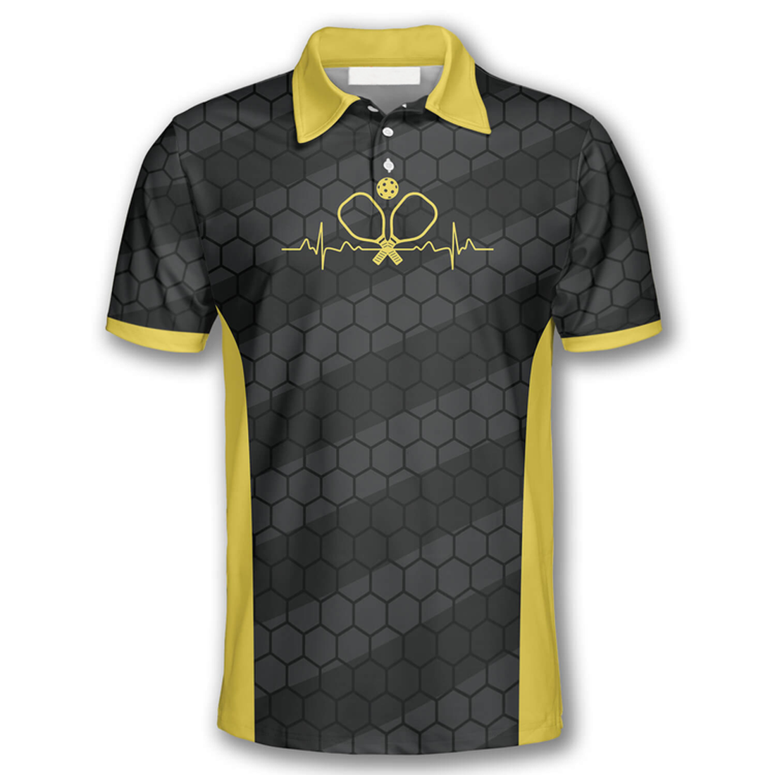 Custom Heartbeat Honeycomb Pattern Custom Pickleball Shirts For Men