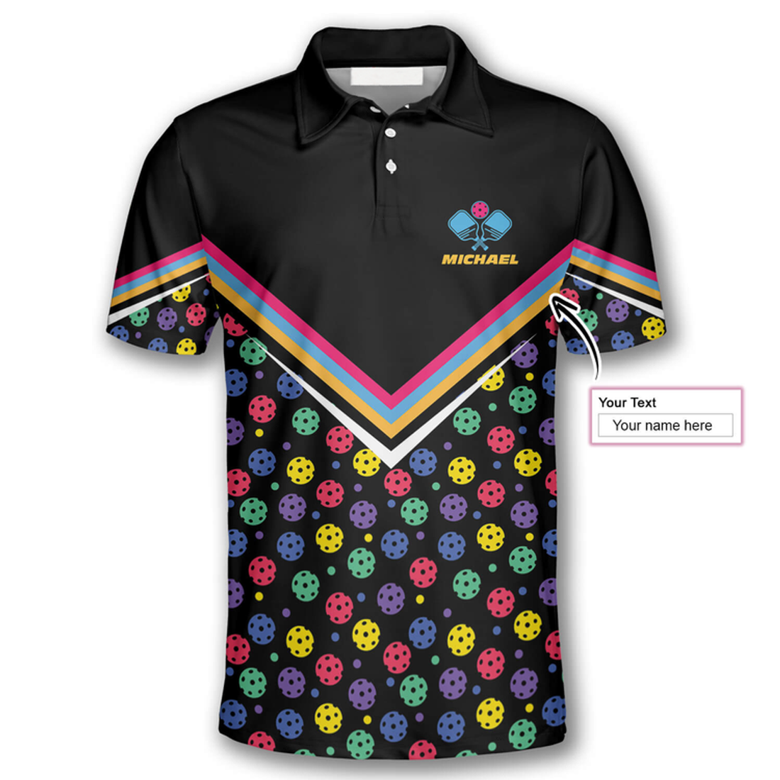 Custom Colorful Pickleball Pattern Custom Pickleball Shirts For Men