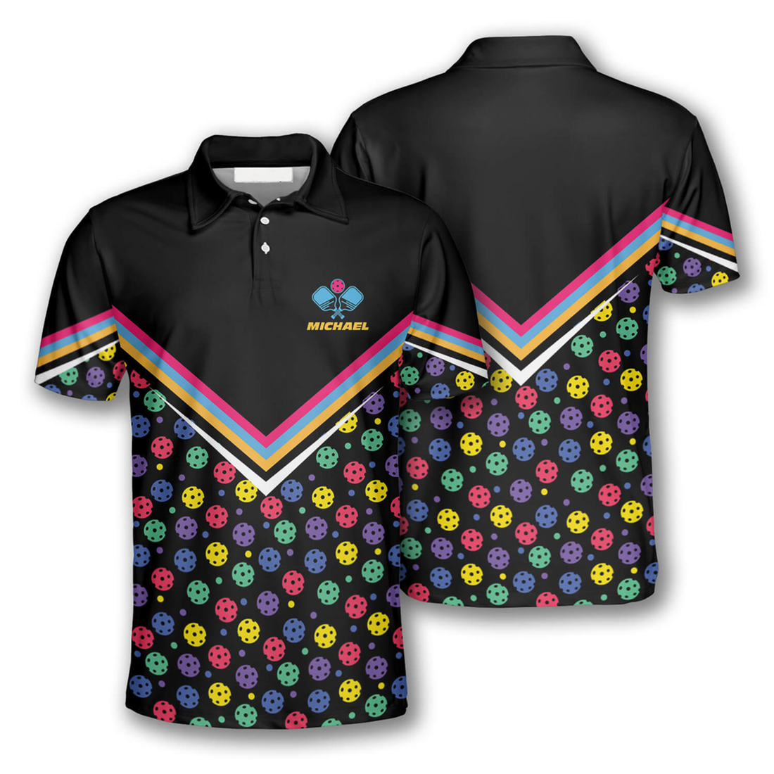 Custom Colorful Pickleball Pattern Custom Pickleball Shirts For Men