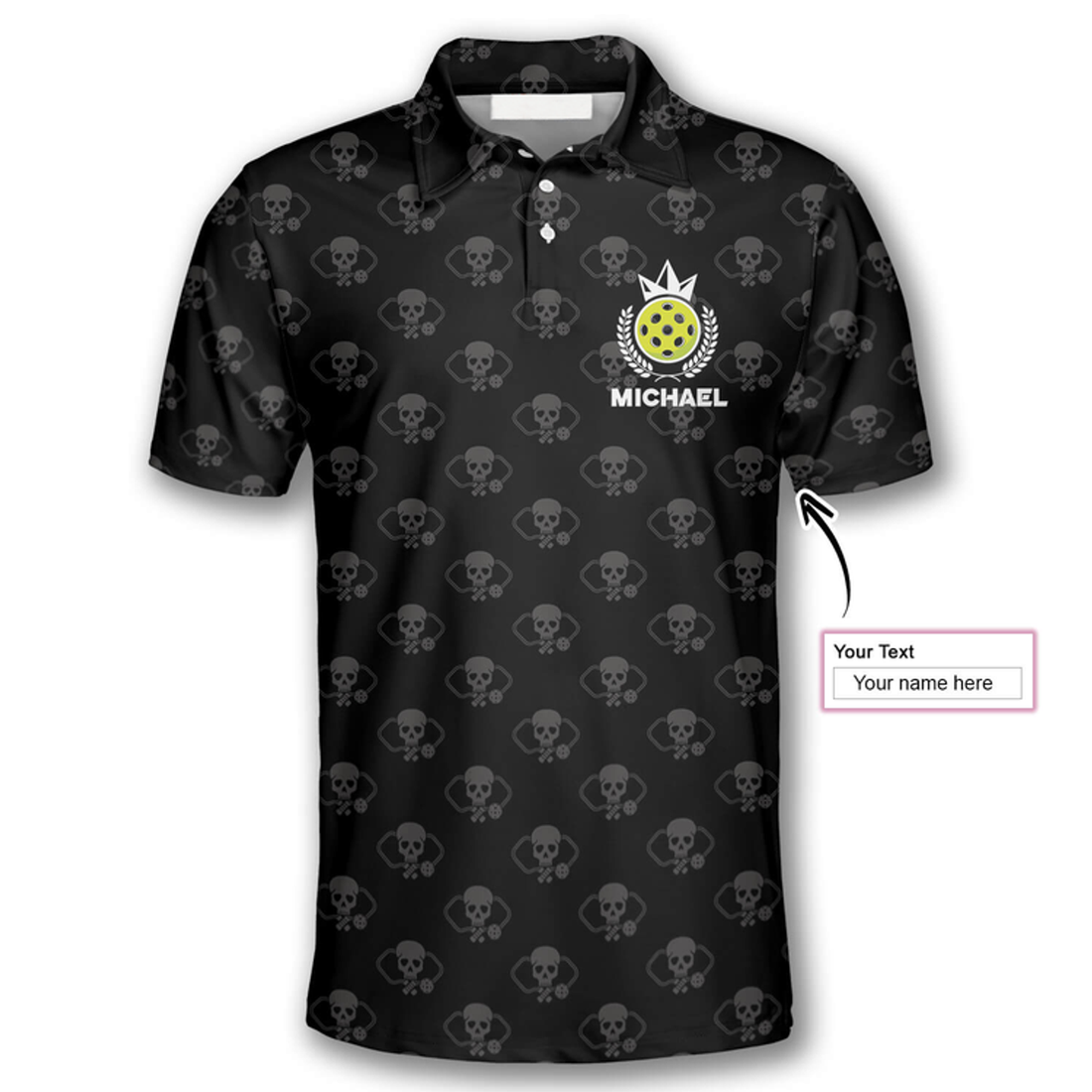 Custom Custom Name Skull Pattern American Flag Custom Pickleball Polo Shirts for Men