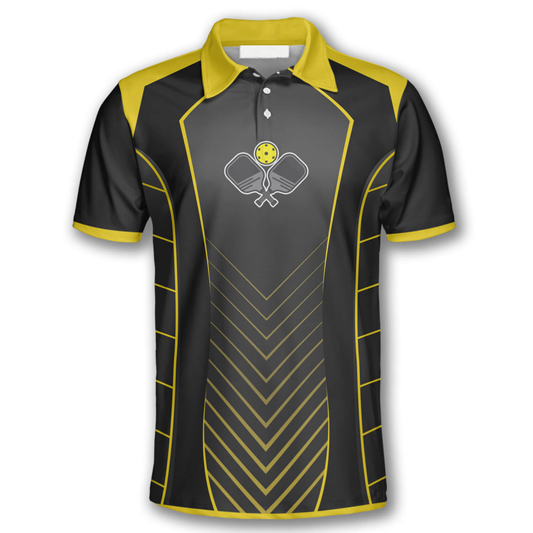 Custom Yellow Black Sports Style Emblem Custom Pickleball Shirts For Men