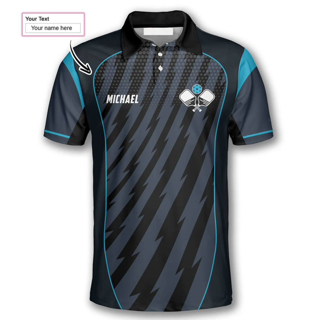 Custom Grey Blue Sports Style Custom Pickleball Shirts For Men