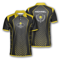 Custom Yellow Black Sports Style Emblem Custom Pickleball Shirts For Men