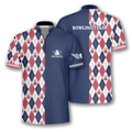 Custom Rhombus Pattern Custom Bowling Jerseys for Men, Personalized Zipper Polo Shirt Bowling Shirt
