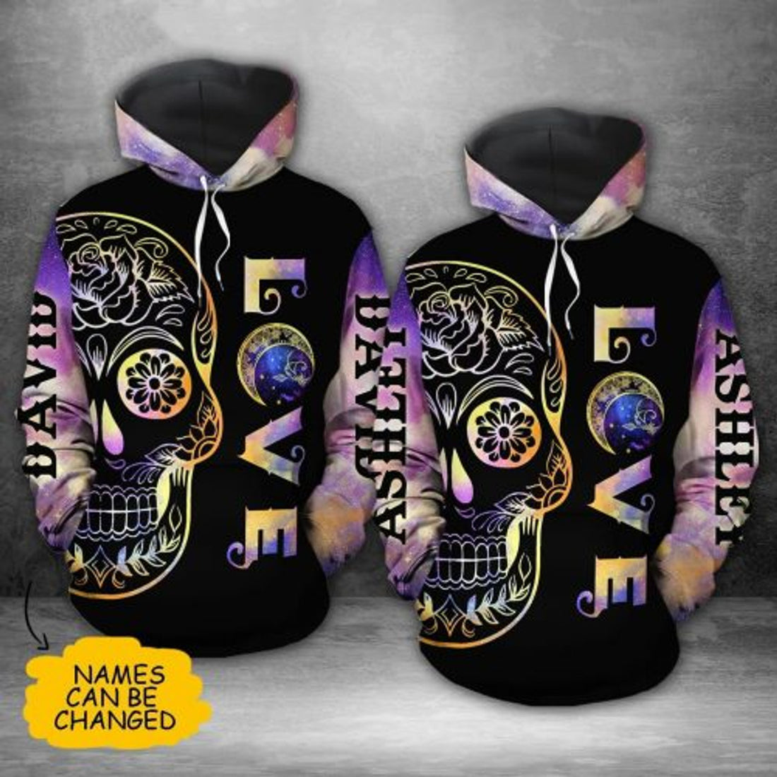 FUNSTUFFPRINT Personalized Skull 3D All Over Hoodie She Loves Me To The Moon And Back Galaxy 3D Hoodie and Zip Hoodie