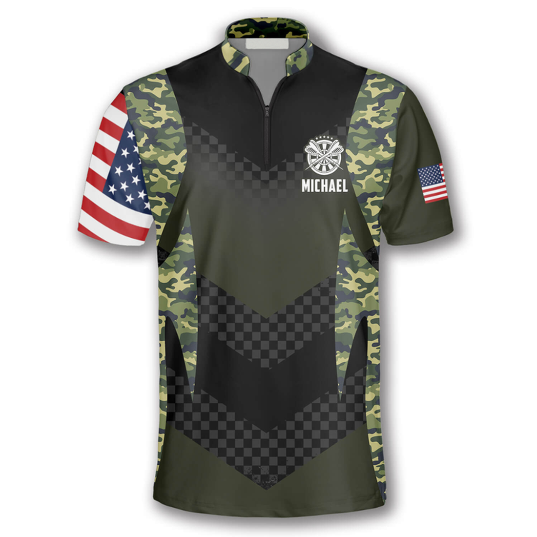 Custom Skull Punk Camouflage American Flag Custom Darts Jerseys for Men, Idea Gift for Dart Lover