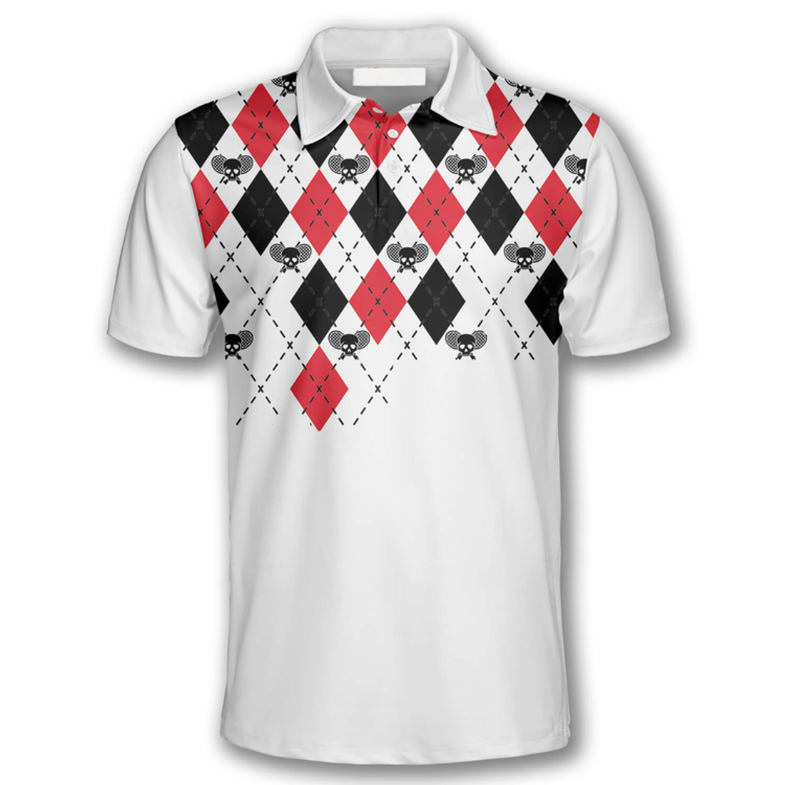 Custom Skull Tennis Racquets Argyle Pattern Custom Tennis Shirts For Men