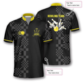 Custom Sporty Abstract Pattern Custom Bowling Jerseys for Men, Zipper Polo Shirt Bowling Shirt, Bowling Team Shirt