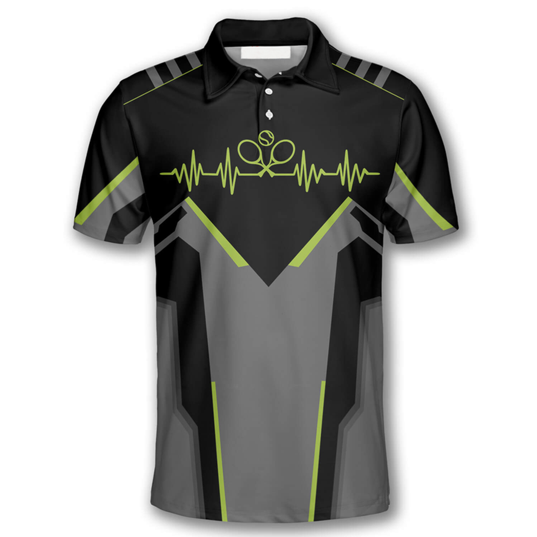 Custom Tennis Heartbeat Pulse Line Custom Polo Tennis Shirts for Men
