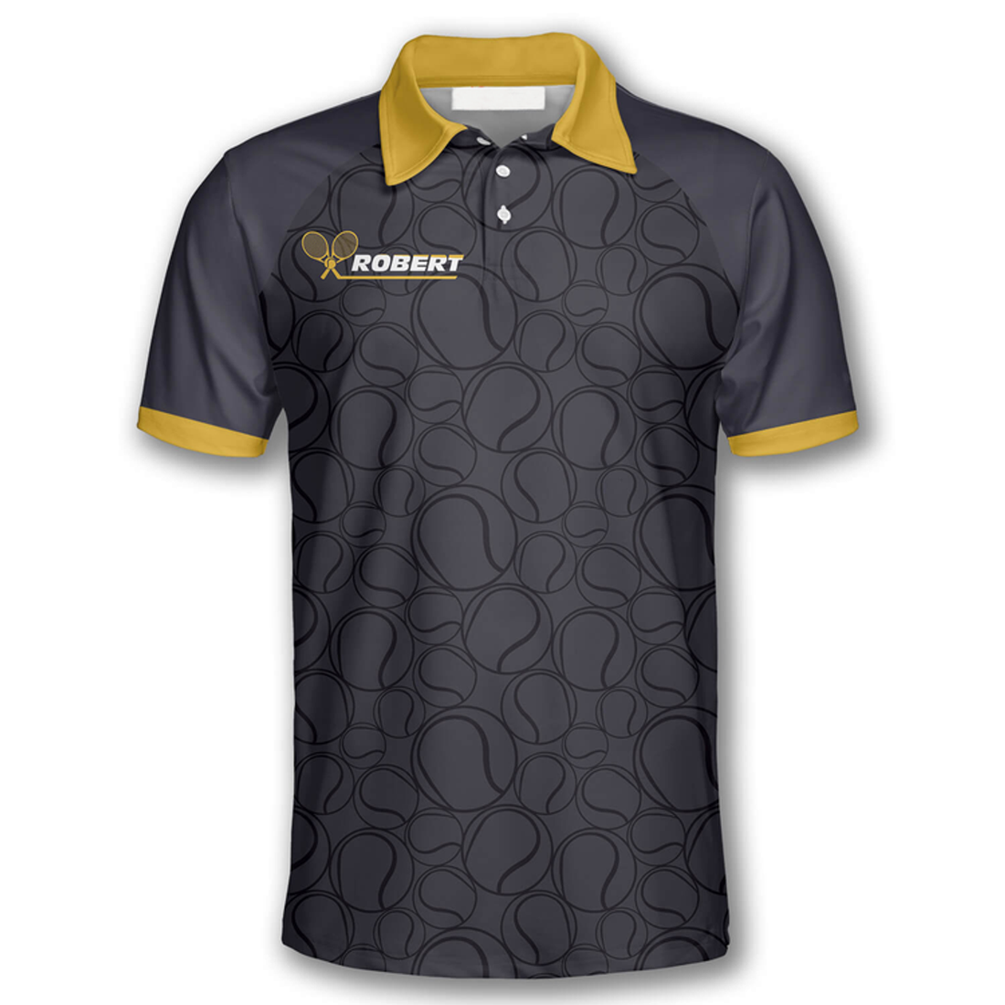 Custom Tennis Balls Pattern Crown Emblem Custom Tennis Shirts For Men