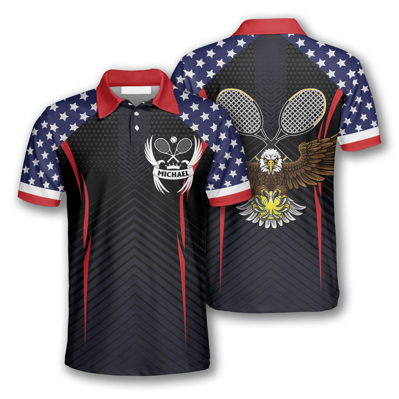 Custom Tennis Eagle American Flag Custom Tennis Shirts For Men
