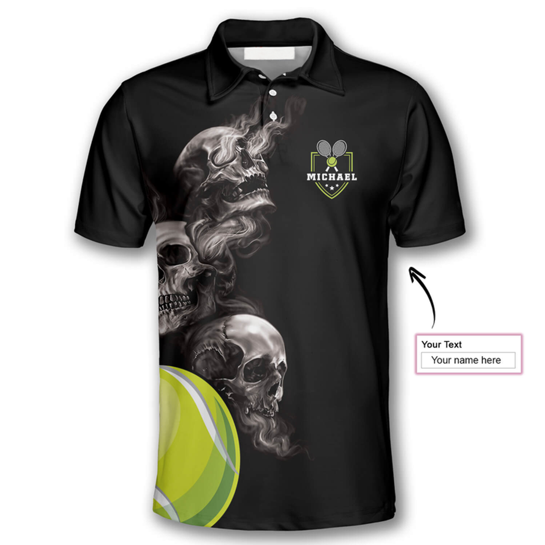 Custom Tennis Hello Darkness My Old Friend Skull Custom Polo Tennis Shirts for Men