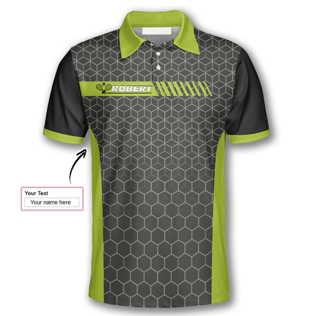 Custom Tennis Honeycomb Pattern Emblem Custom Polo Tennis Shirts for Men